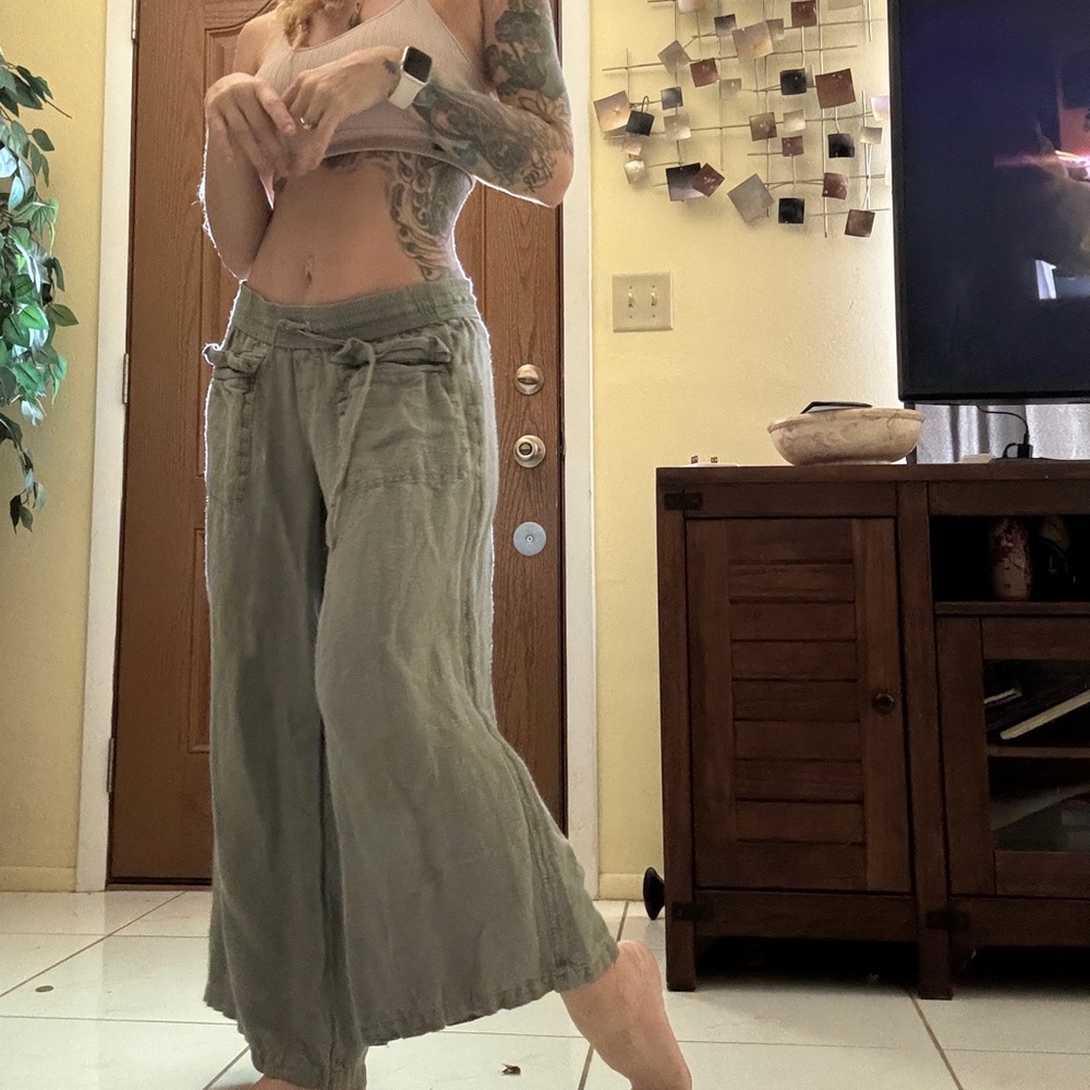 Organic taupe artist goucho pants